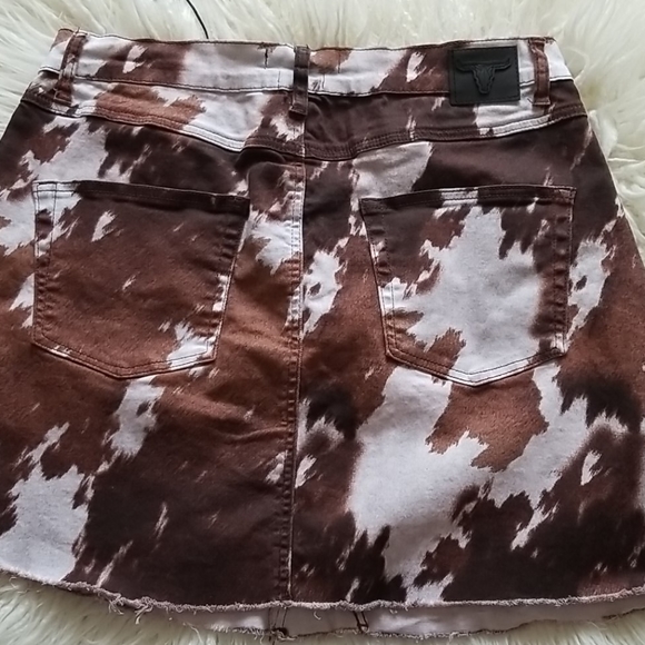 Lucky & Blessed Denim cow print Skirt - Picture 2 of 9